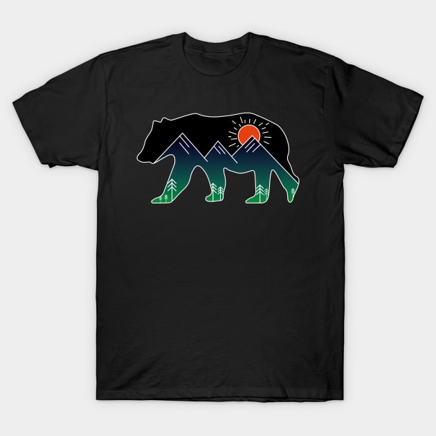 Bear Mountain, Mountains inside a bear Black T-Shirt by JDP Designs